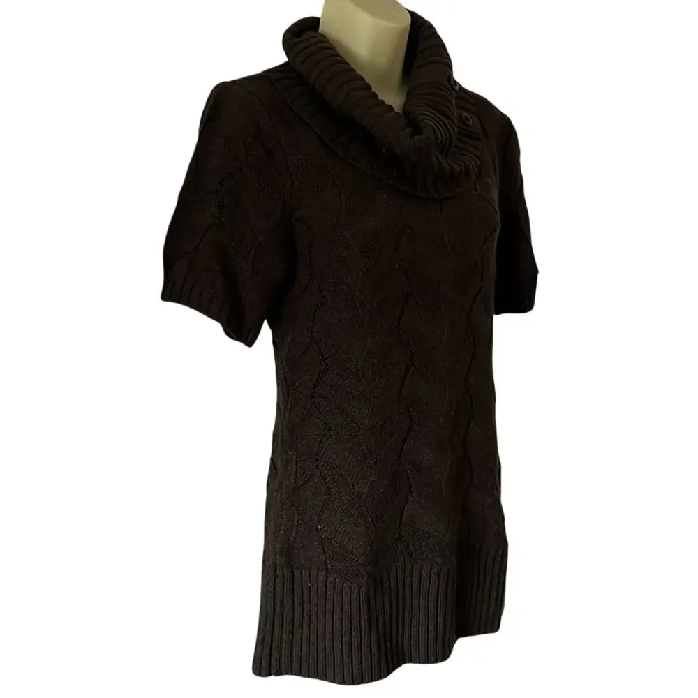 Worthington Brown Cowl Neck Tunic Sweater Woman's Size Small Y2K